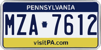 PA license plate MZA7612