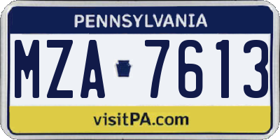 PA license plate MZA7613