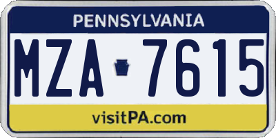 PA license plate MZA7615