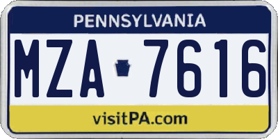 PA license plate MZA7616