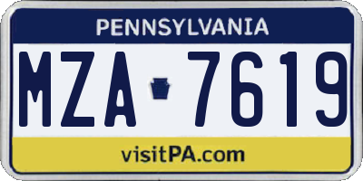PA license plate MZA7619