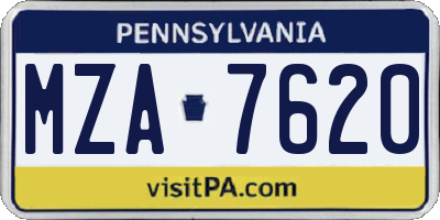 PA license plate MZA7620