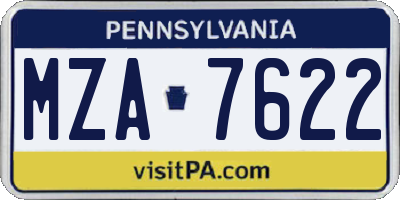 PA license plate MZA7622