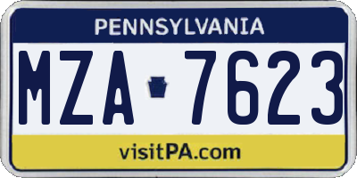 PA license plate MZA7623