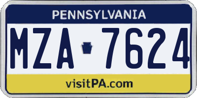 PA license plate MZA7624