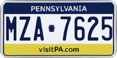 PA license plate MZA7625