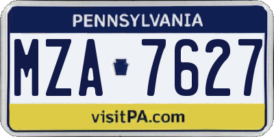 PA license plate MZA7627