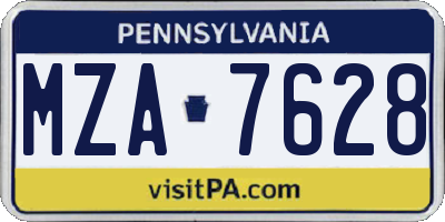 PA license plate MZA7628