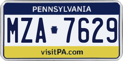 PA license plate MZA7629