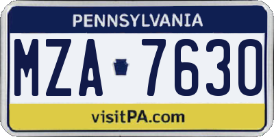 PA license plate MZA7630