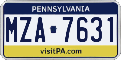 PA license plate MZA7631
