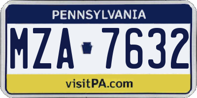 PA license plate MZA7632