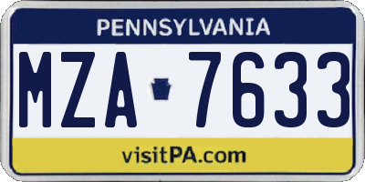 PA license plate MZA7633