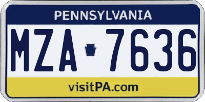 PA license plate MZA7636
