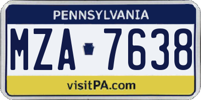 PA license plate MZA7638