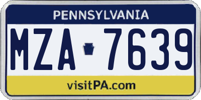 PA license plate MZA7639