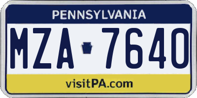 PA license plate MZA7640