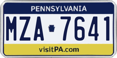 PA license plate MZA7641