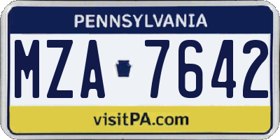 PA license plate MZA7642