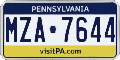 PA license plate MZA7644