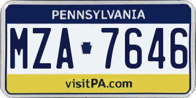 PA license plate MZA7646