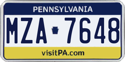 PA license plate MZA7648