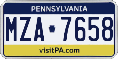 PA license plate MZA7658