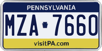 PA license plate MZA7660