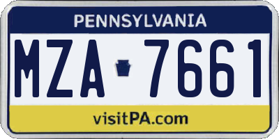 PA license plate MZA7661