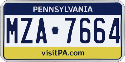 PA license plate MZA7664