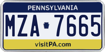 PA license plate MZA7665