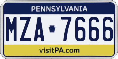 PA license plate MZA7666