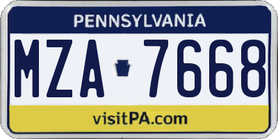 PA license plate MZA7668