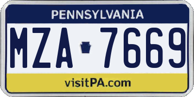 PA license plate MZA7669
