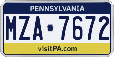 PA license plate MZA7672