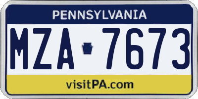 PA license plate MZA7673