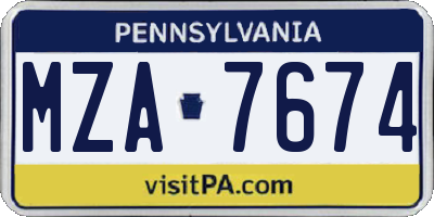 PA license plate MZA7674