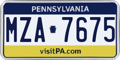 PA license plate MZA7675