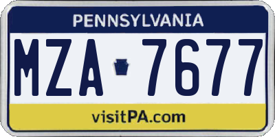 PA license plate MZA7677