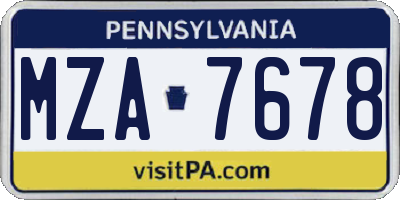 PA license plate MZA7678