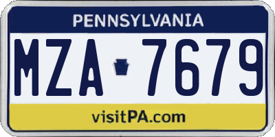 PA license plate MZA7679