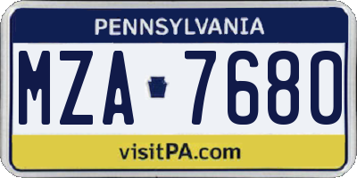 PA license plate MZA7680