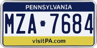 PA license plate MZA7684