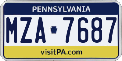 PA license plate MZA7687