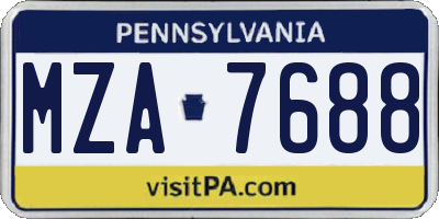 PA license plate MZA7688
