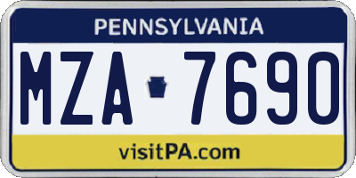 PA license plate MZA7690