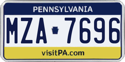 PA license plate MZA7696