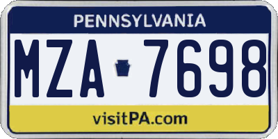 PA license plate MZA7698