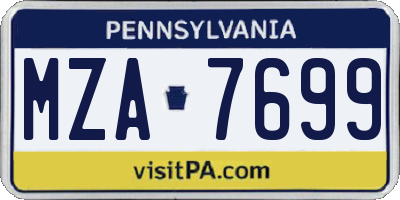 PA license plate MZA7699