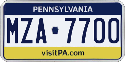 PA license plate MZA7700